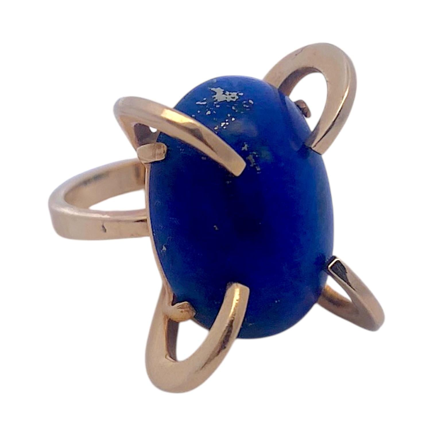Vintage 14K Yellow Gold Lapis Lazuli Ring
