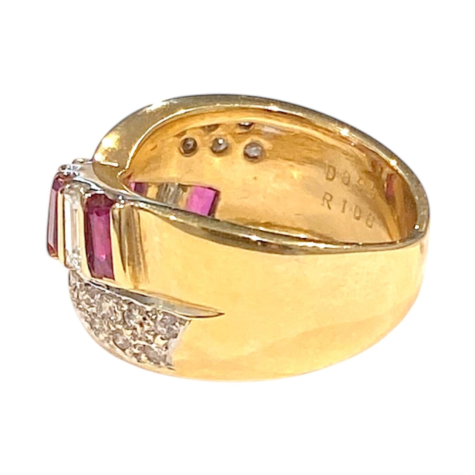18K Gold Ruby and Diamond Crossover Ring
