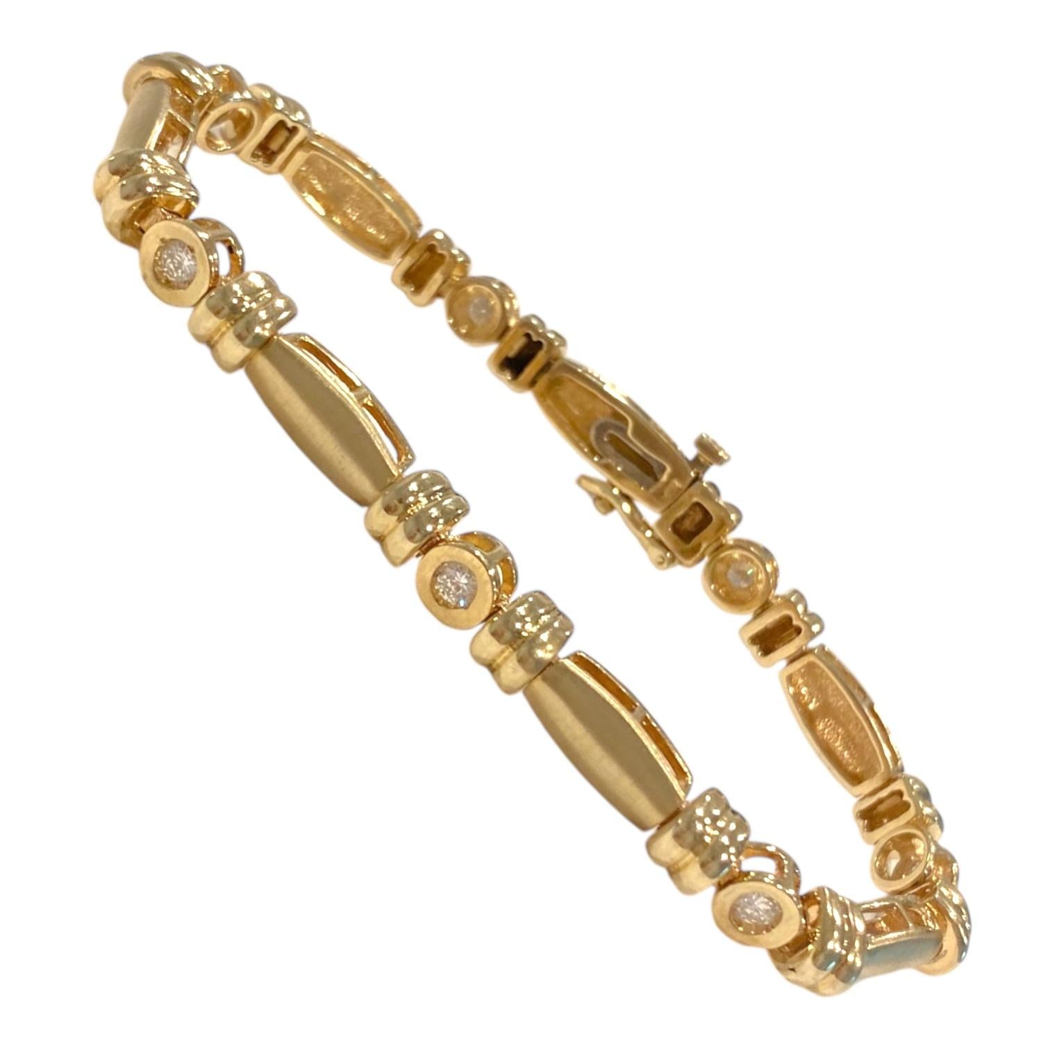 Vintage 14K Yellow Gold Diamond Bracelet