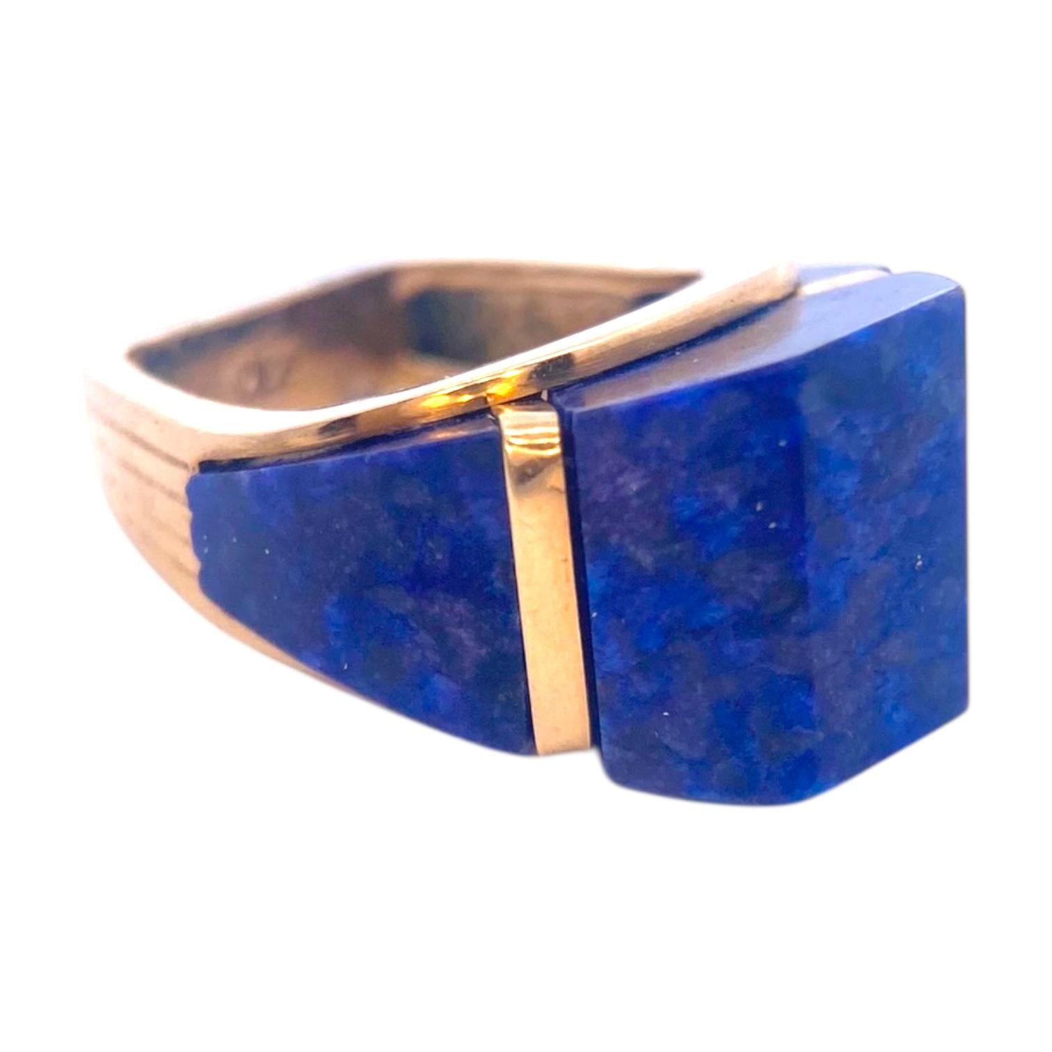 Mid-Century Design 14K Lapis Lazuli Ring