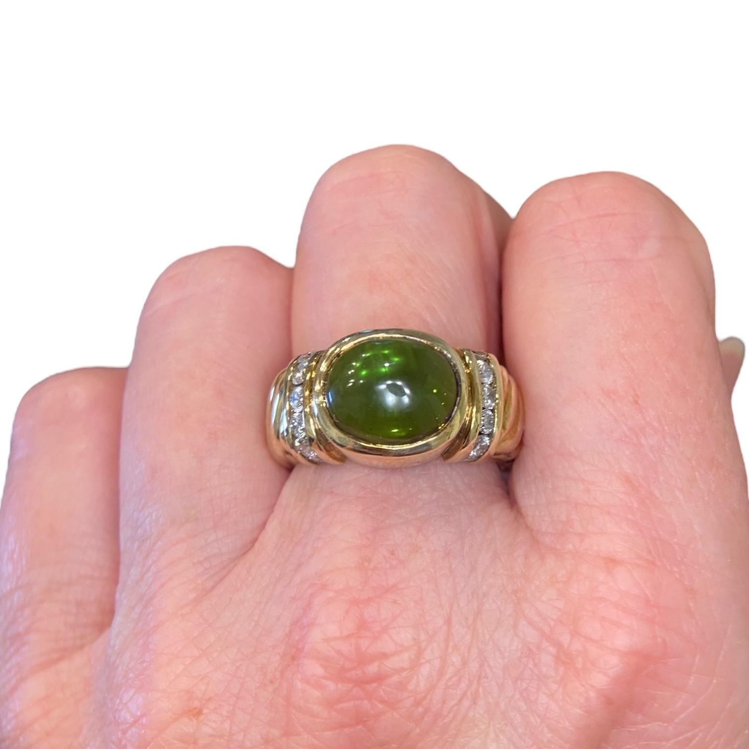 Vintage 14K Green Tourmaline Diamond Earrings