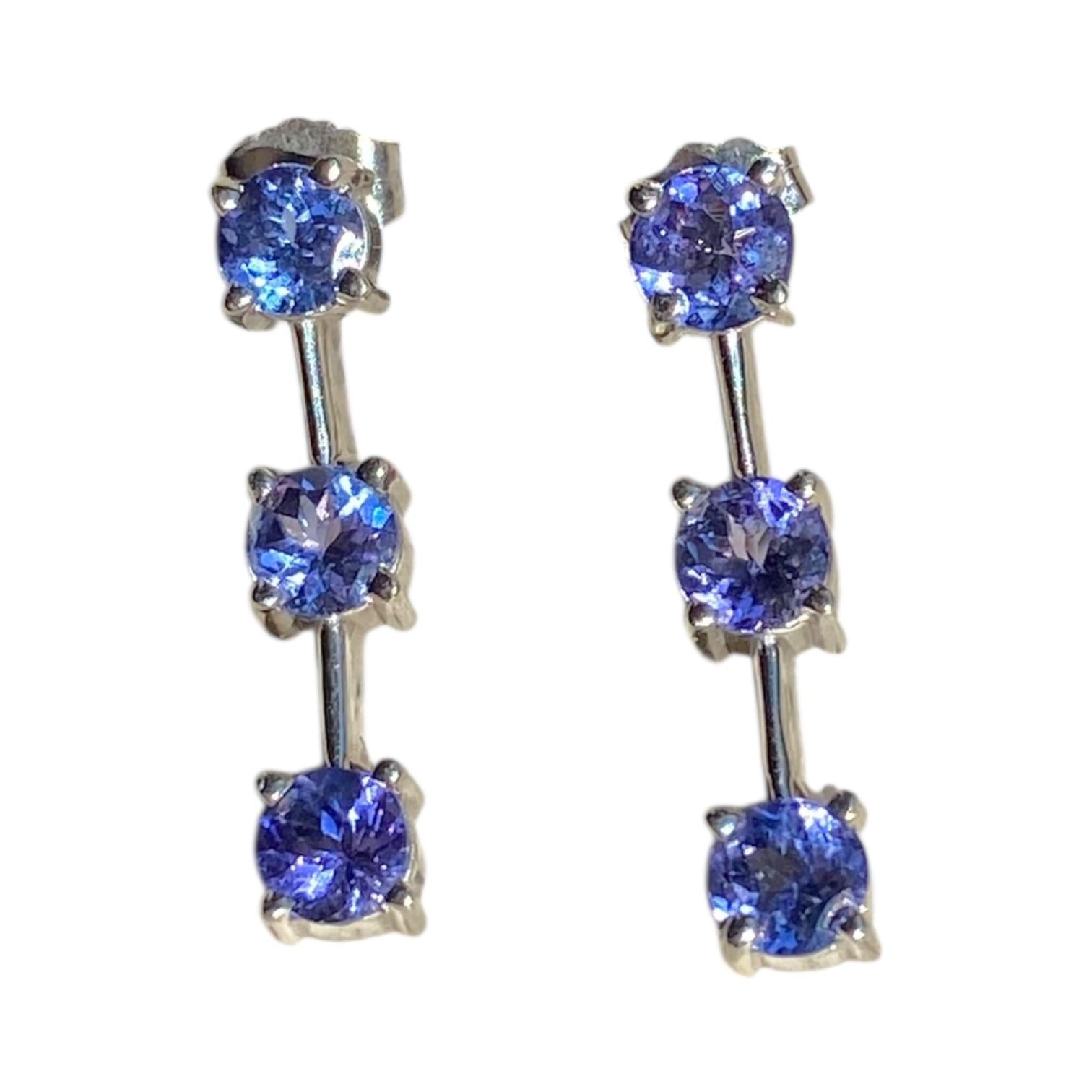 14K White Gold Tanzanite Drop Earrings