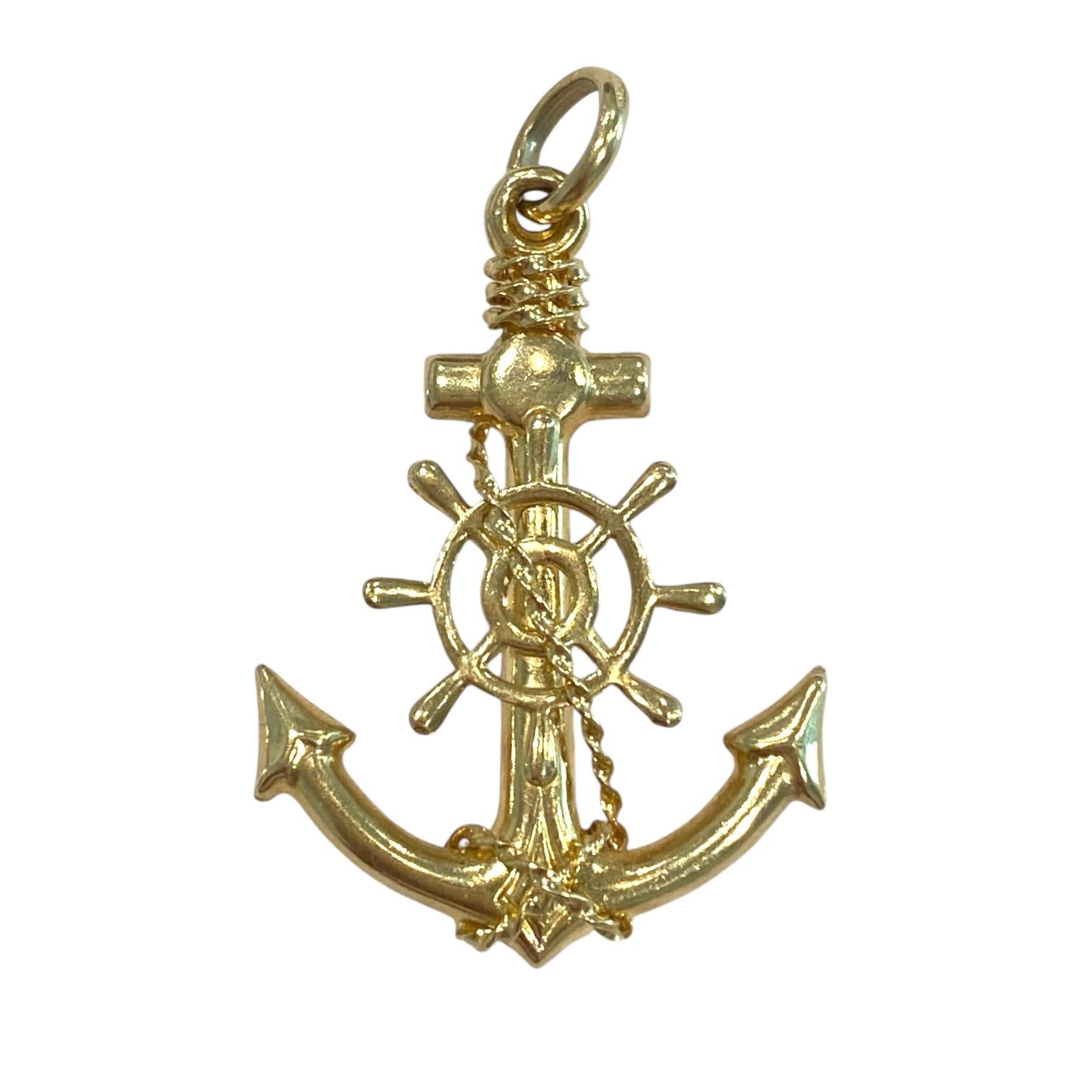 14K Yellow Gold Anchor Pendant