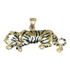 Vintage 14K Yellow Gold Black Enamel Tiger Pendant