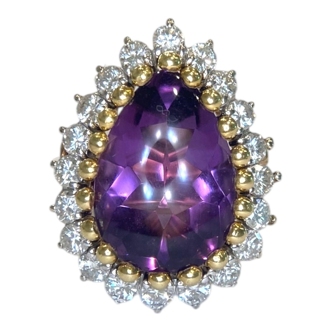 Vintage 14K Gold Amethyst & Diamond Ring