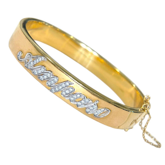 Vintage 18K Yellow "Amparo" Diamond Bangle Bracelet