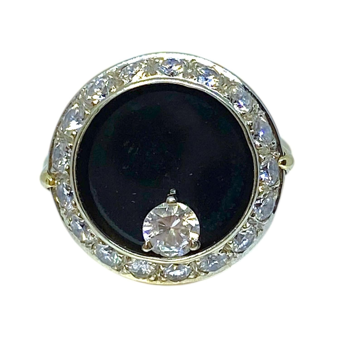 Vintage Angel Castelo 18K Onyx Diamond Spinner Ring