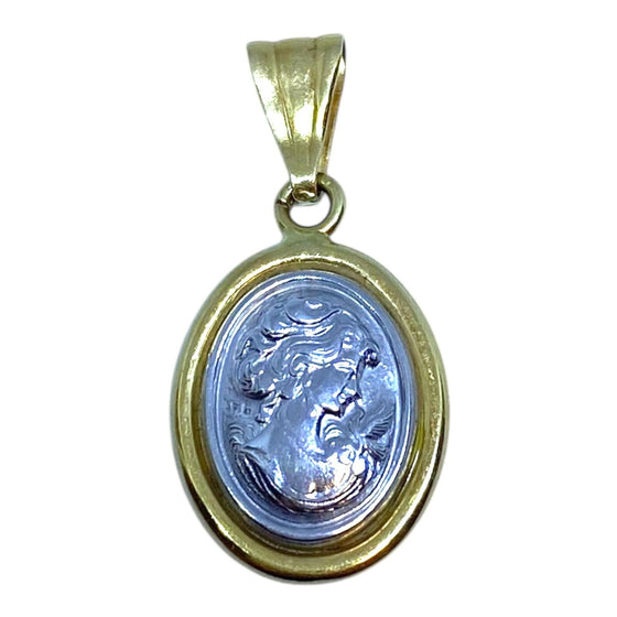Vintage 18K Gold and Platinum Cameo Pendant