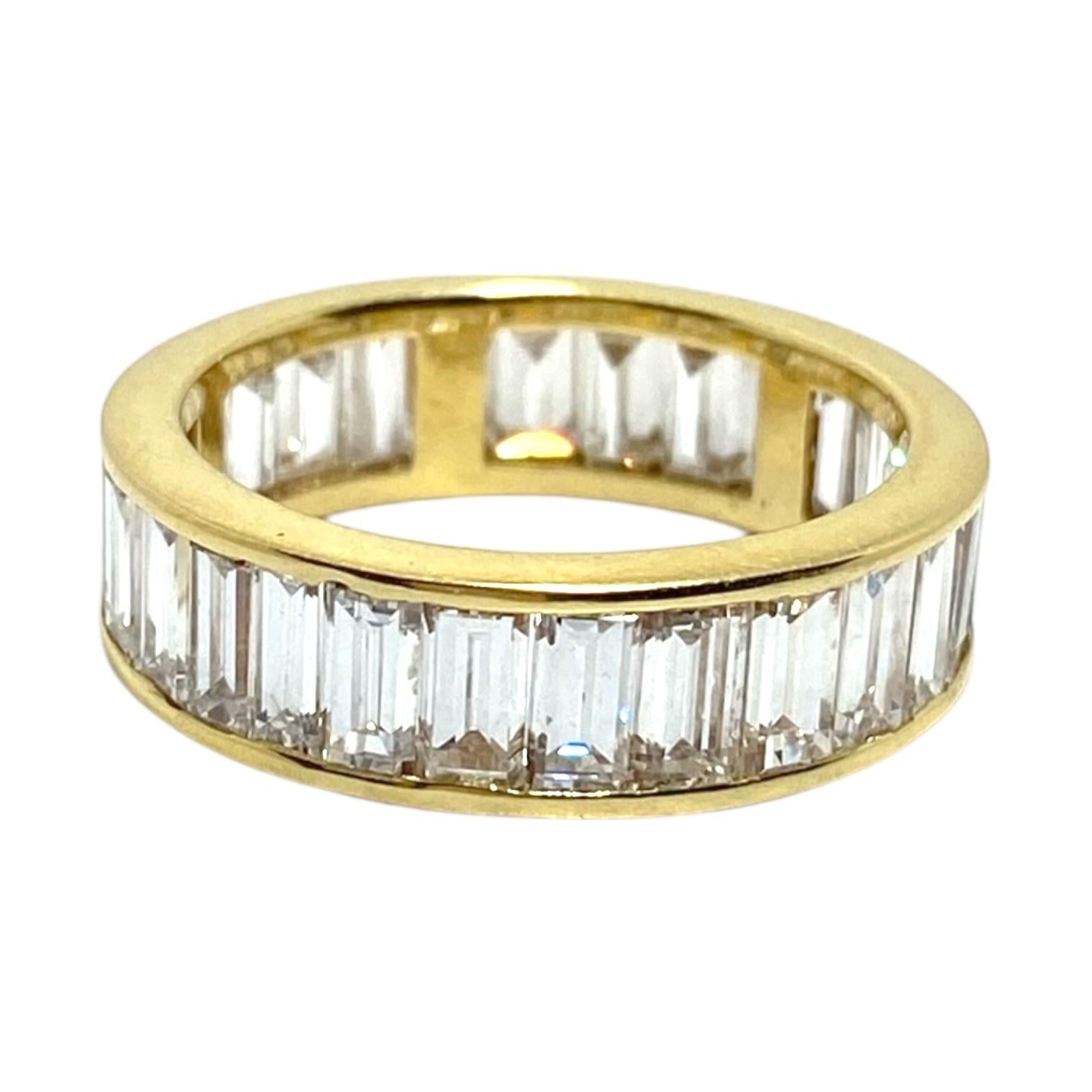 Vintage 18K Yellow Gold Baguette Cut Diamond Eternity Band
