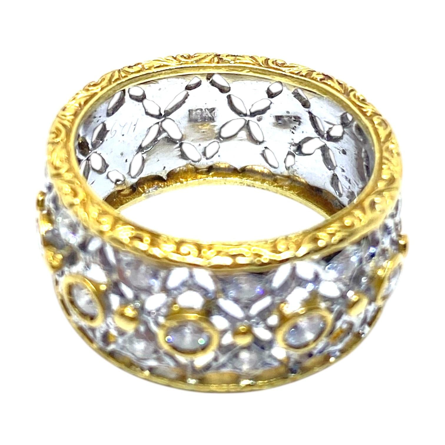 Vintage 18K Lace Design Diamond Band Ring