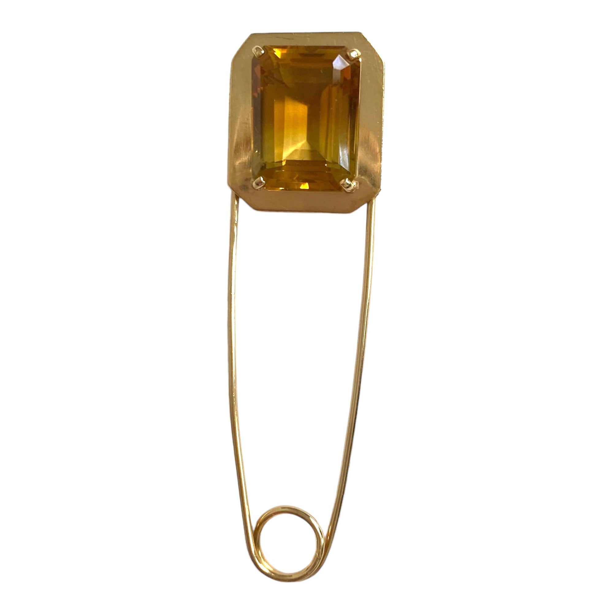 Vintage 14K Large Citrine Safety Pin