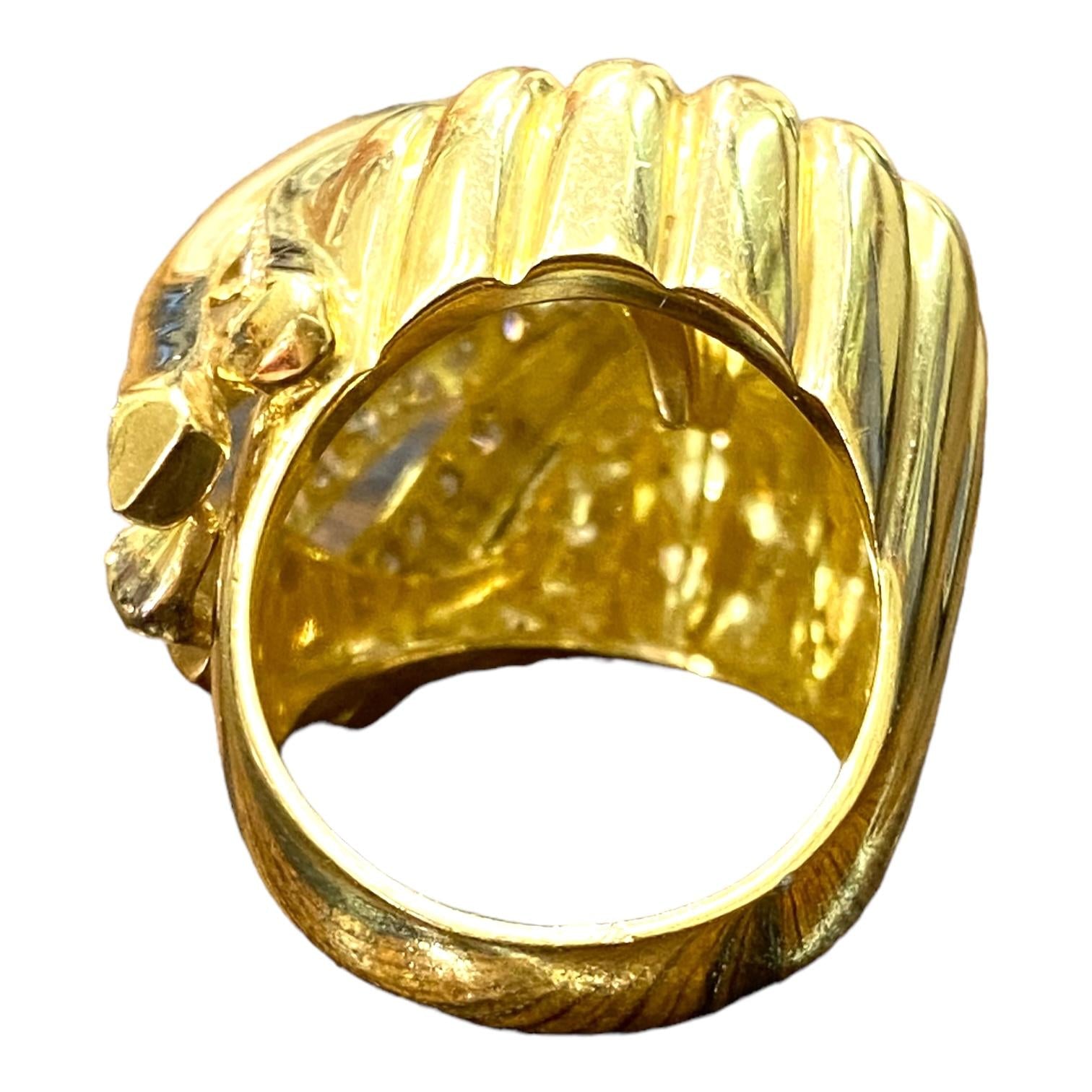 Vintage 18K Gold Large Waterfall Diamond Cocktail Ring