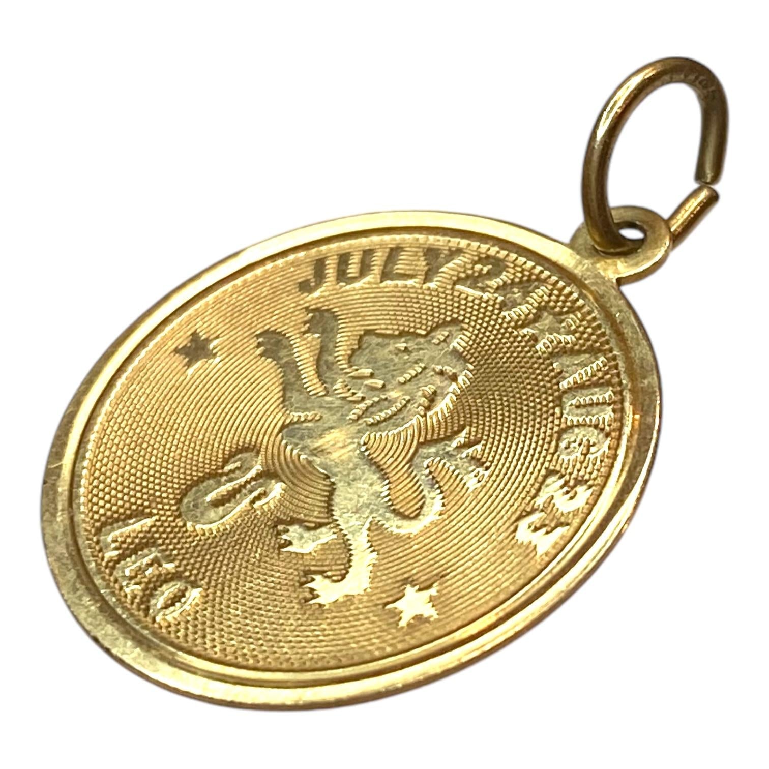 14K Gold Leo Zodiac Charm Pendant