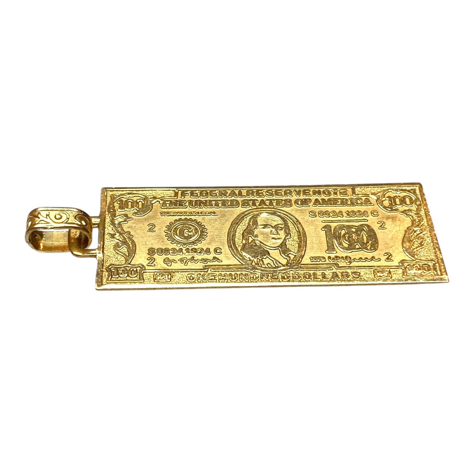 Vintage 14K Large 100 Dollar Bill Pendant