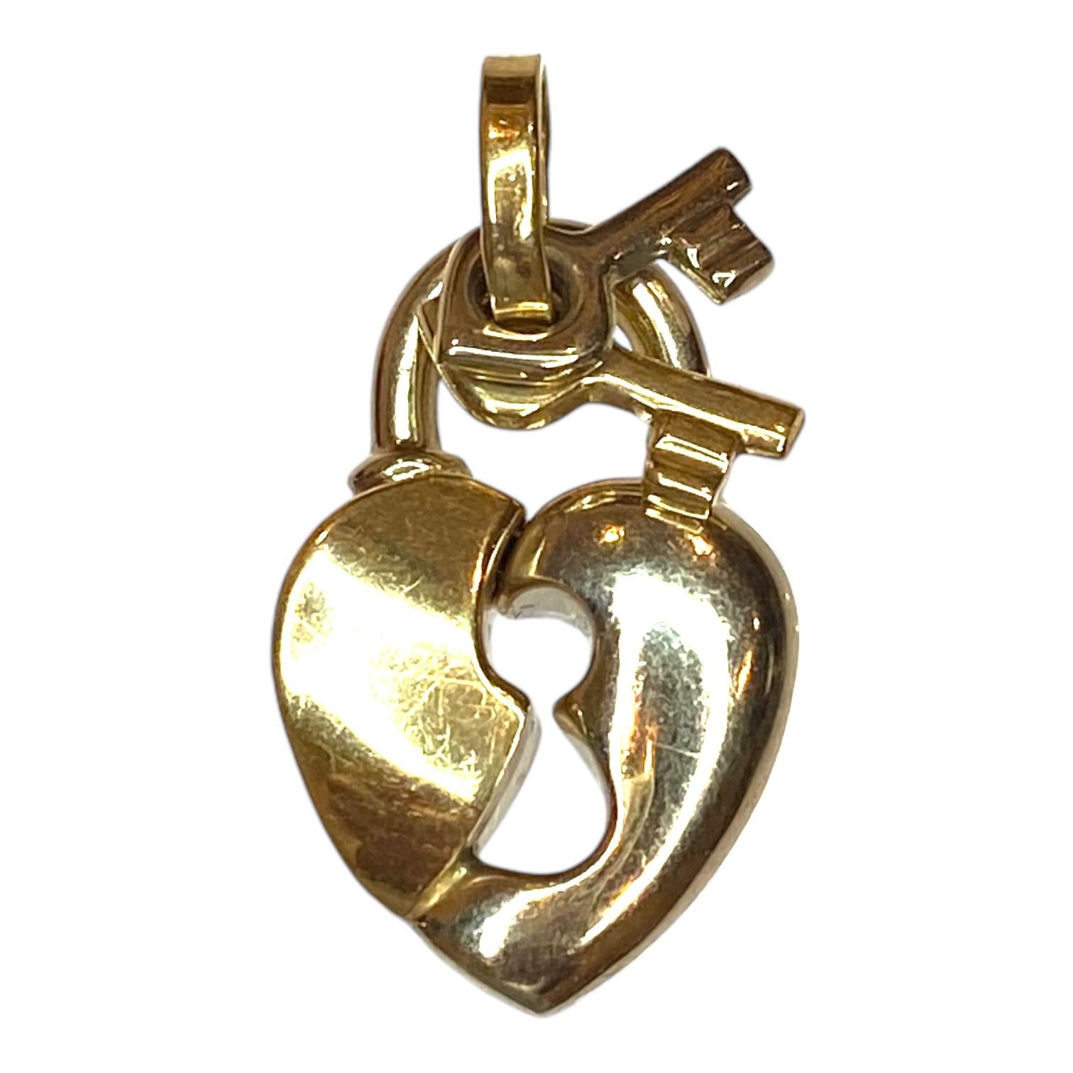 Vintage 14K Two Tone Heart Lock Pendant HIGH KARAT LLC