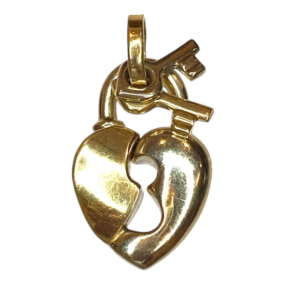 Vintage 14K Two Tone Heart Lock Pendant