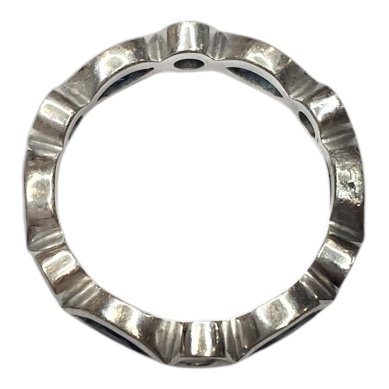 14K White Gold Sapphire & Diamond Eternity Band