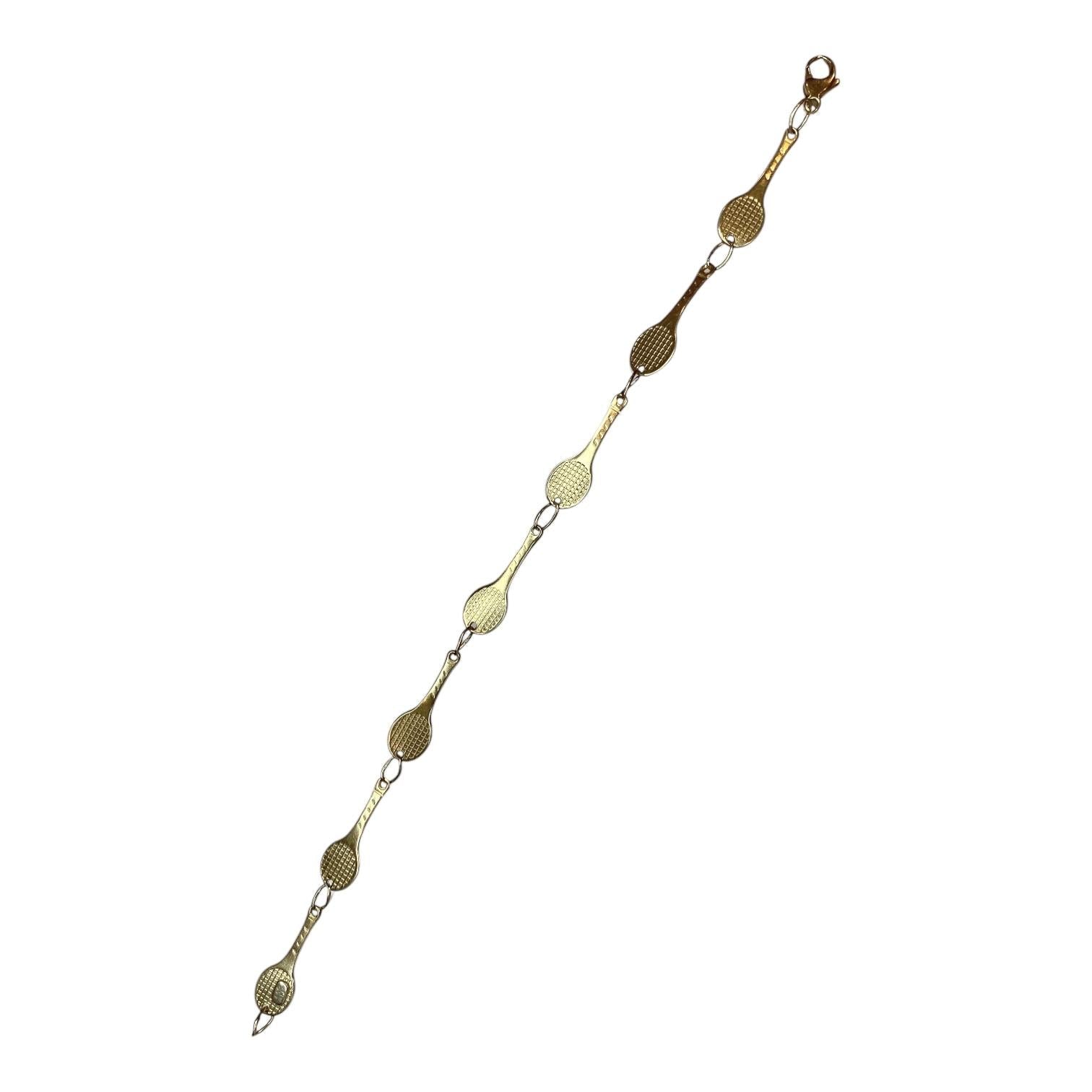 Vintage 14K Yellow Gold Tennis Racket Bracelet