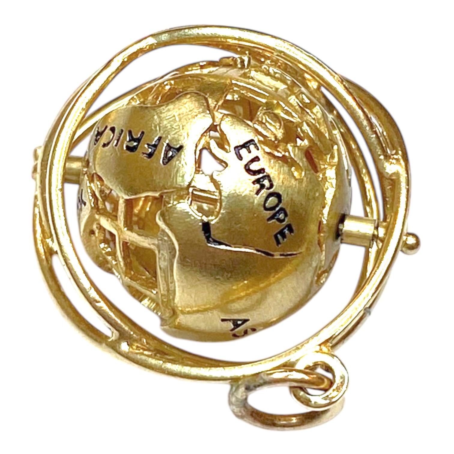Vintage 14K Yellow Gold Globe Charm
