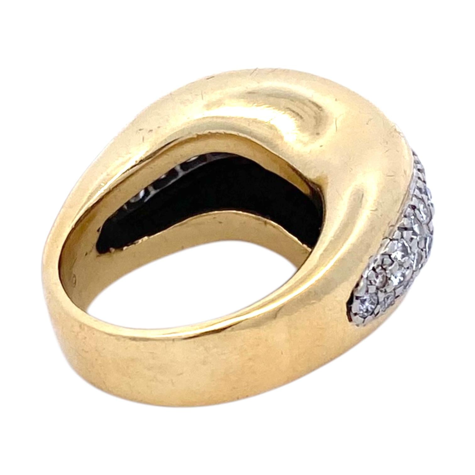 Vintage 18K Gold Pave Diamond Dome Ring