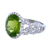 18K White Gold Peridot & Diamond Ring