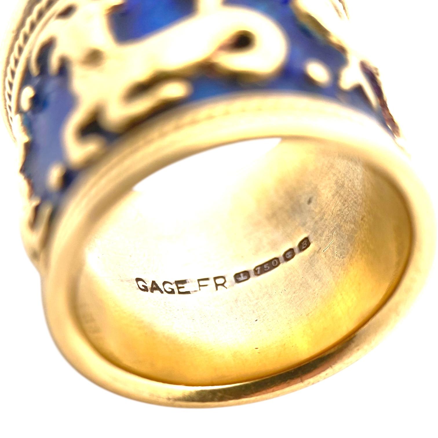 Vintage ELizabeth Gage Sagittarius Zodiac Enamel Band Ring