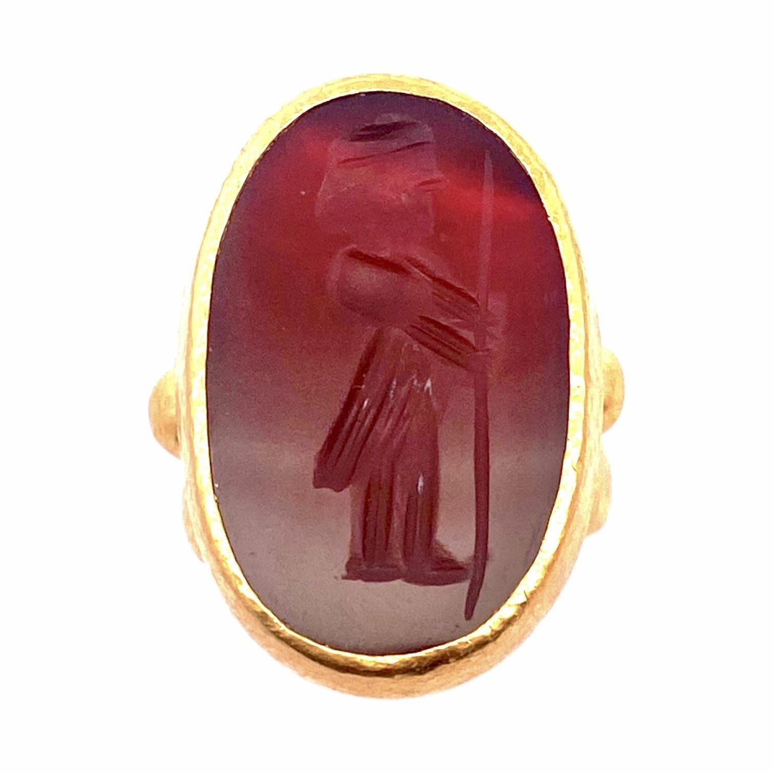 GURHAN Antiquities 24K Gold Large Carnelian Intaglio Signet Ring