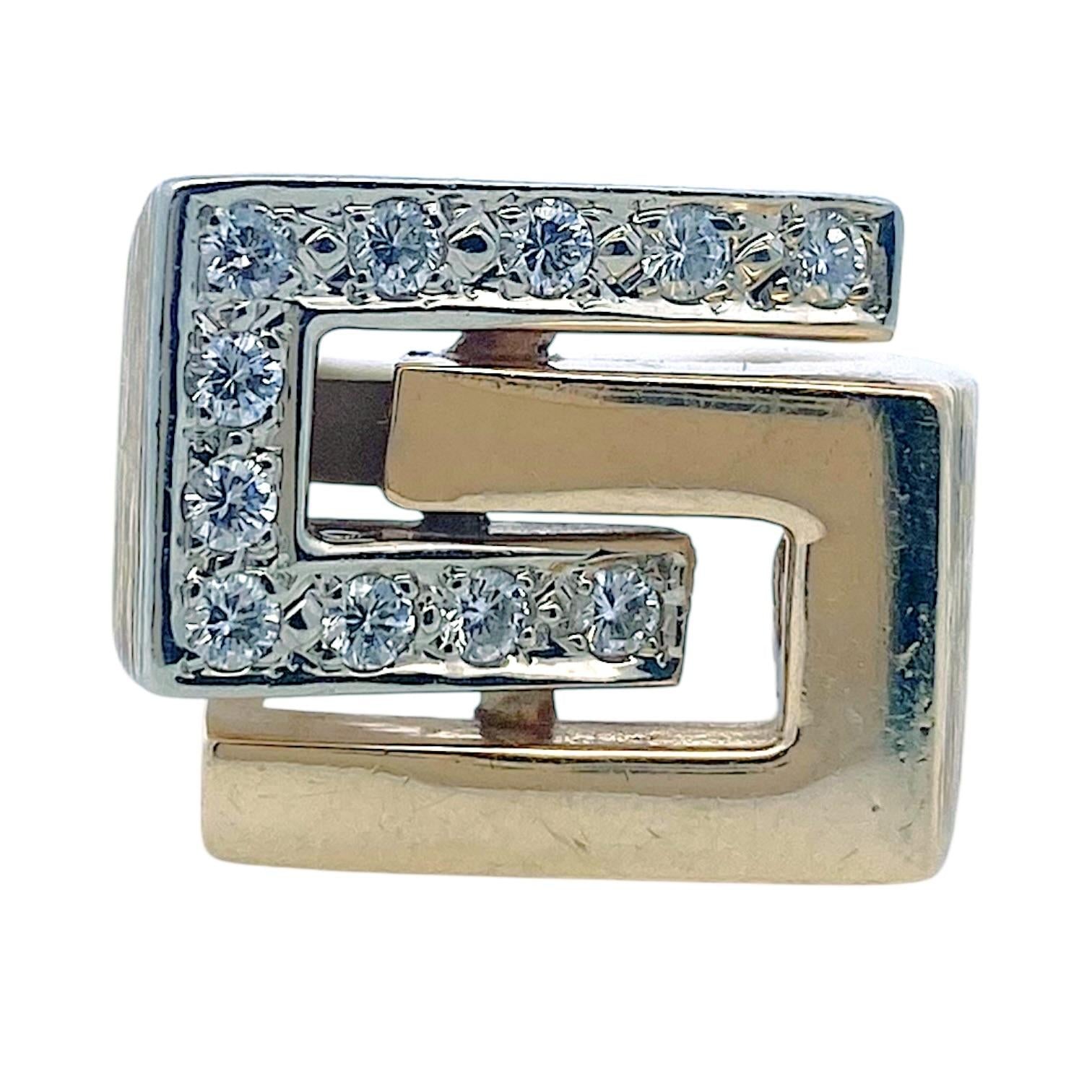 Vintage 14K Gold Mid Century Geometric Diamond Ring