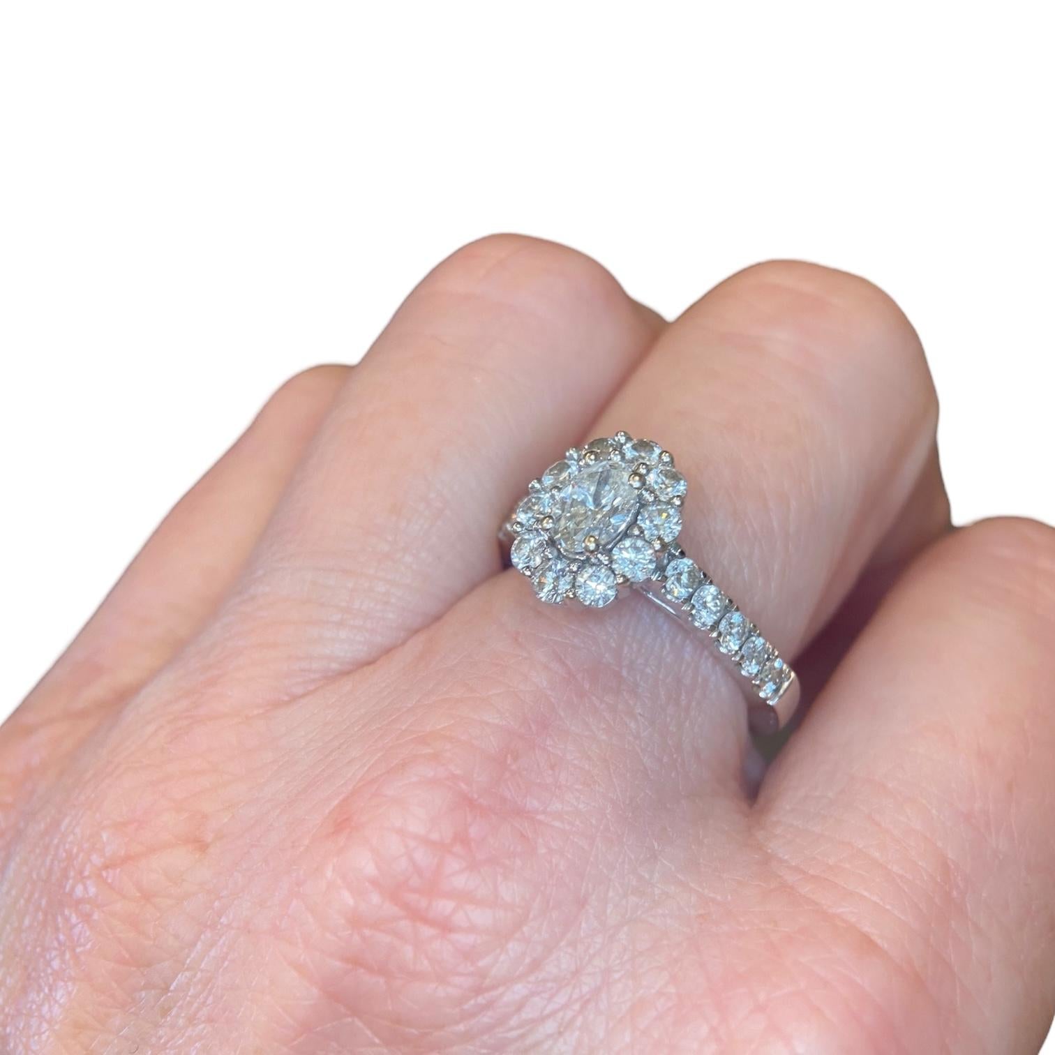 Marchesa 18K White Gold Oval Diamond Engagement Ring