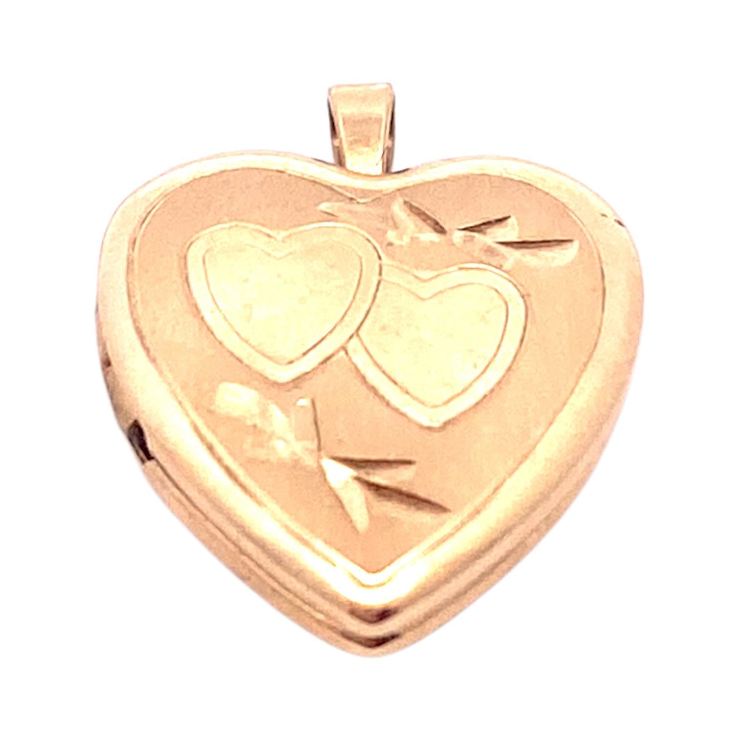 Vintage 14K Yellow Gold Small Heart Locket Charm Pendant