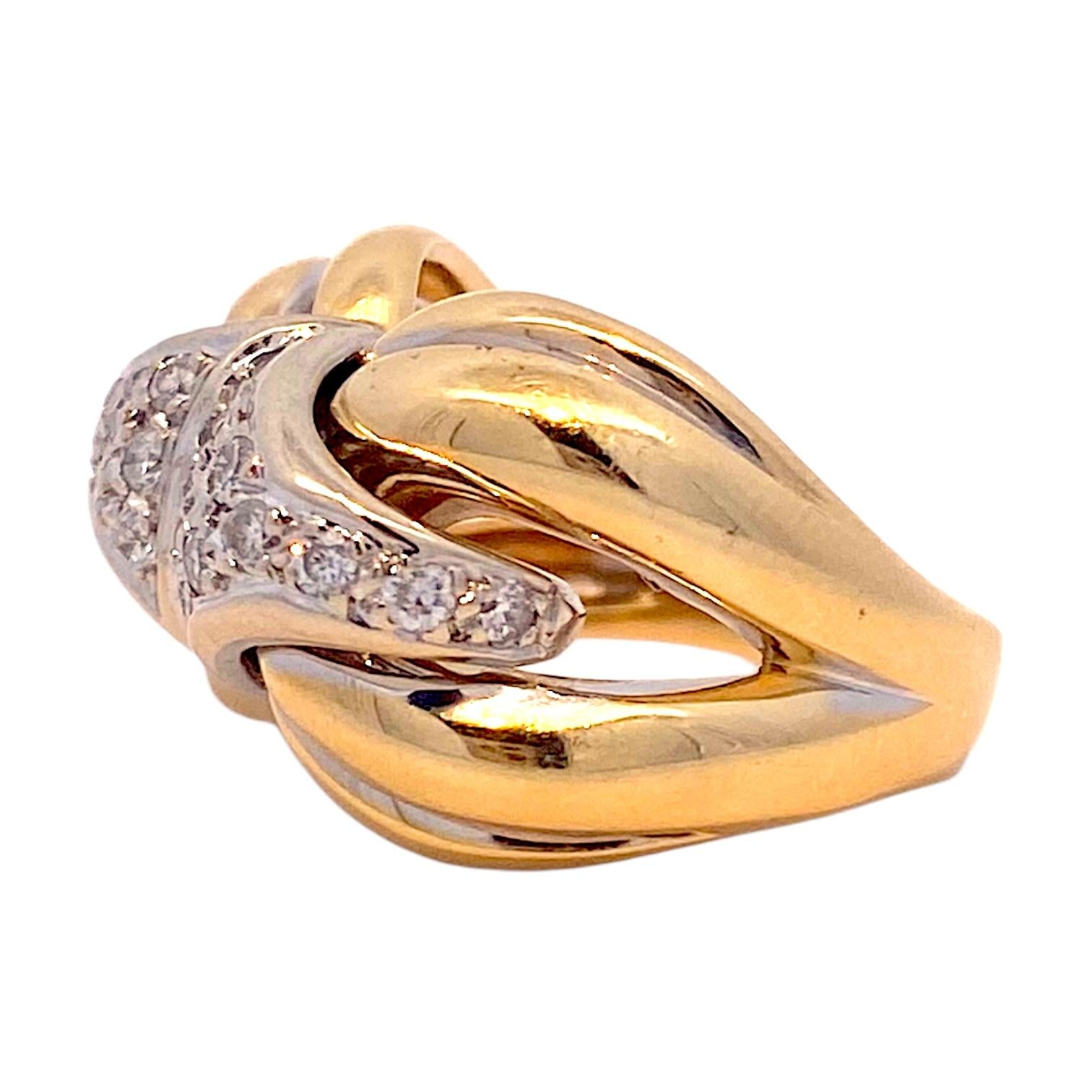 Vintage 18K Two Tone Diamond Cocktail Ring