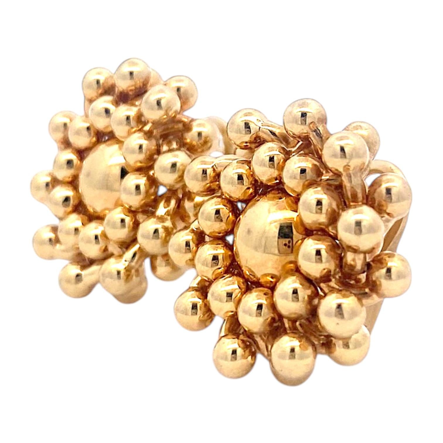 Vintage Chiampesan 18K Yellow Gold Beaded Earrings