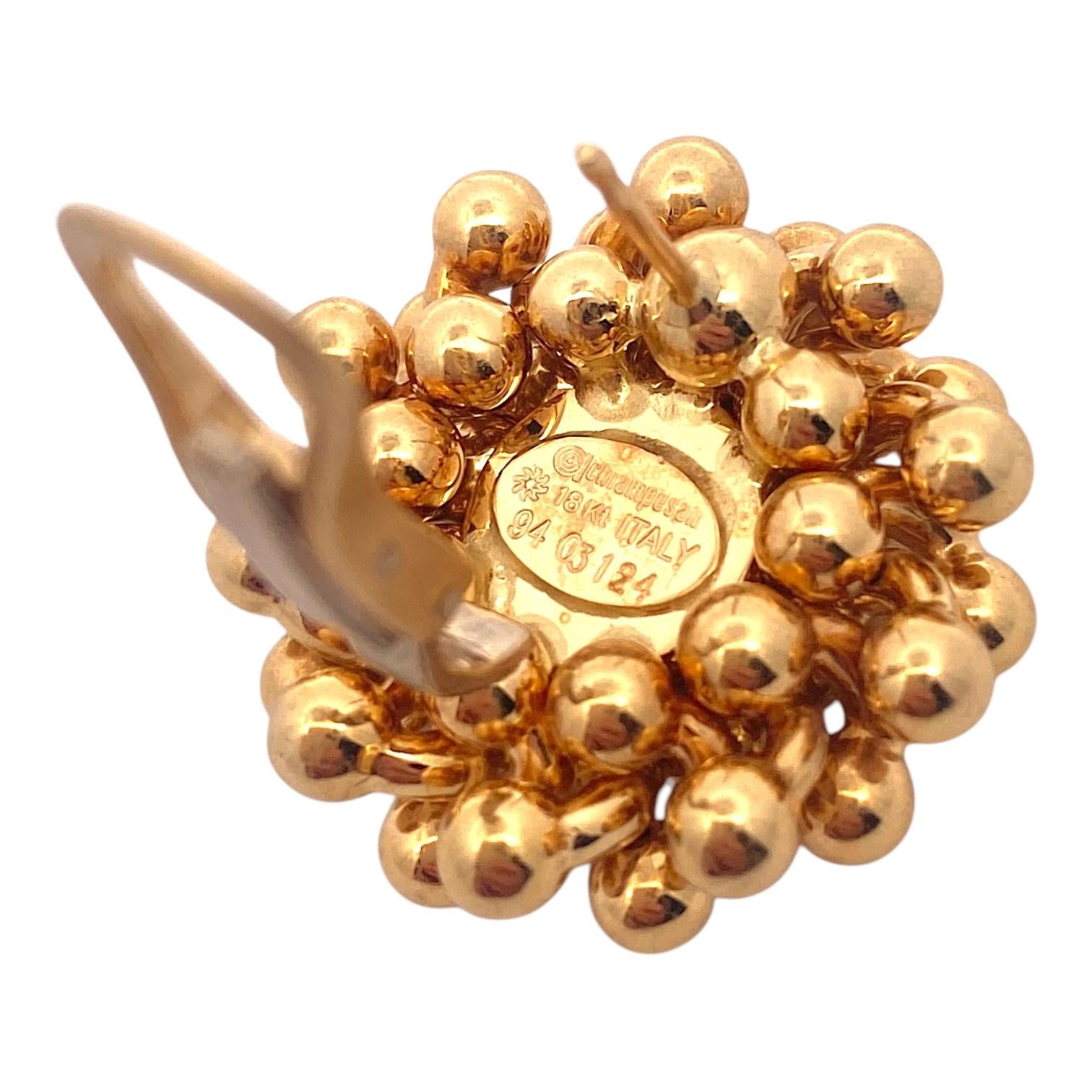 Vintage Chiampesan 18K Yellow Gold Beaded Earrings