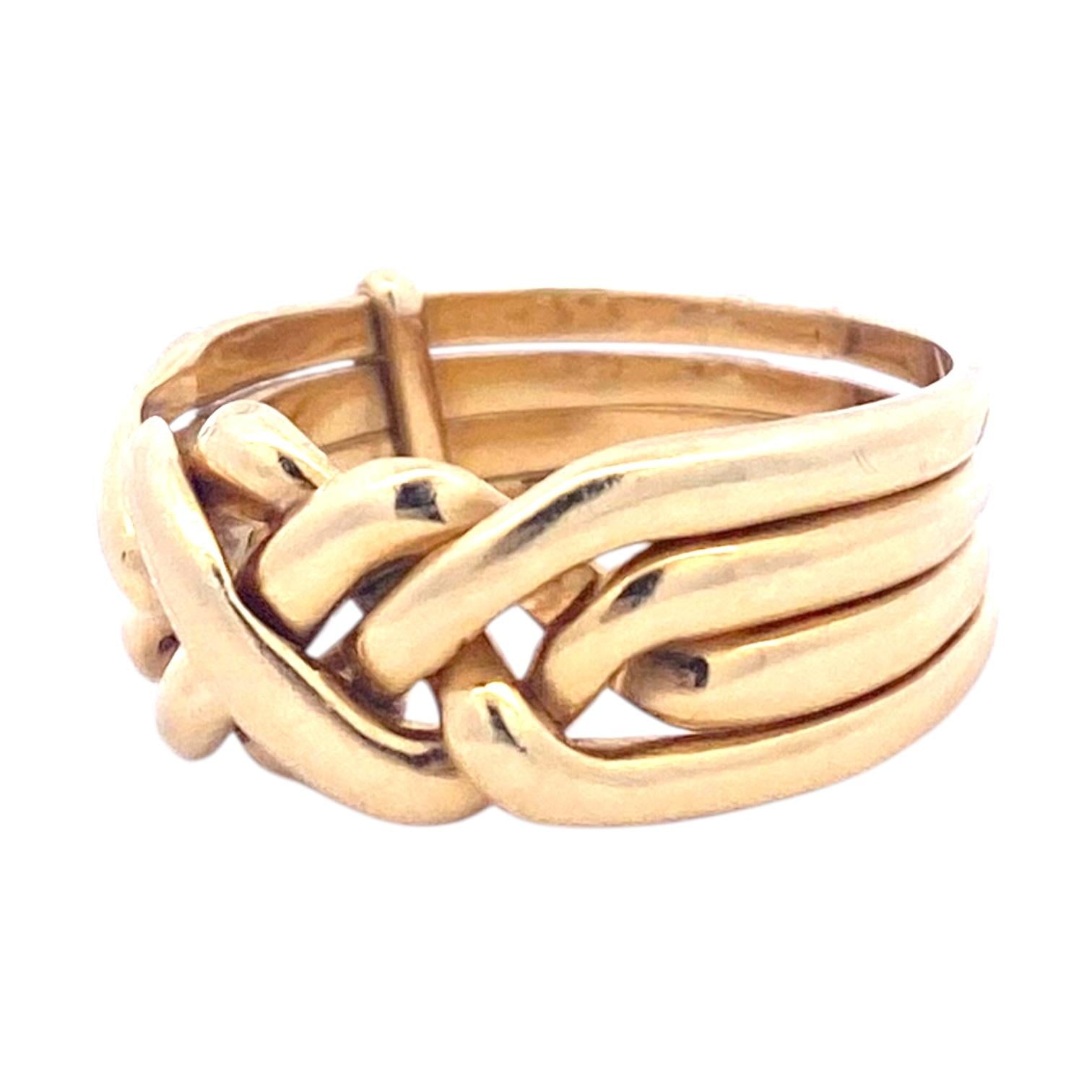 Vintage 18K Yellow Gold Puzzle Ring Size 7
