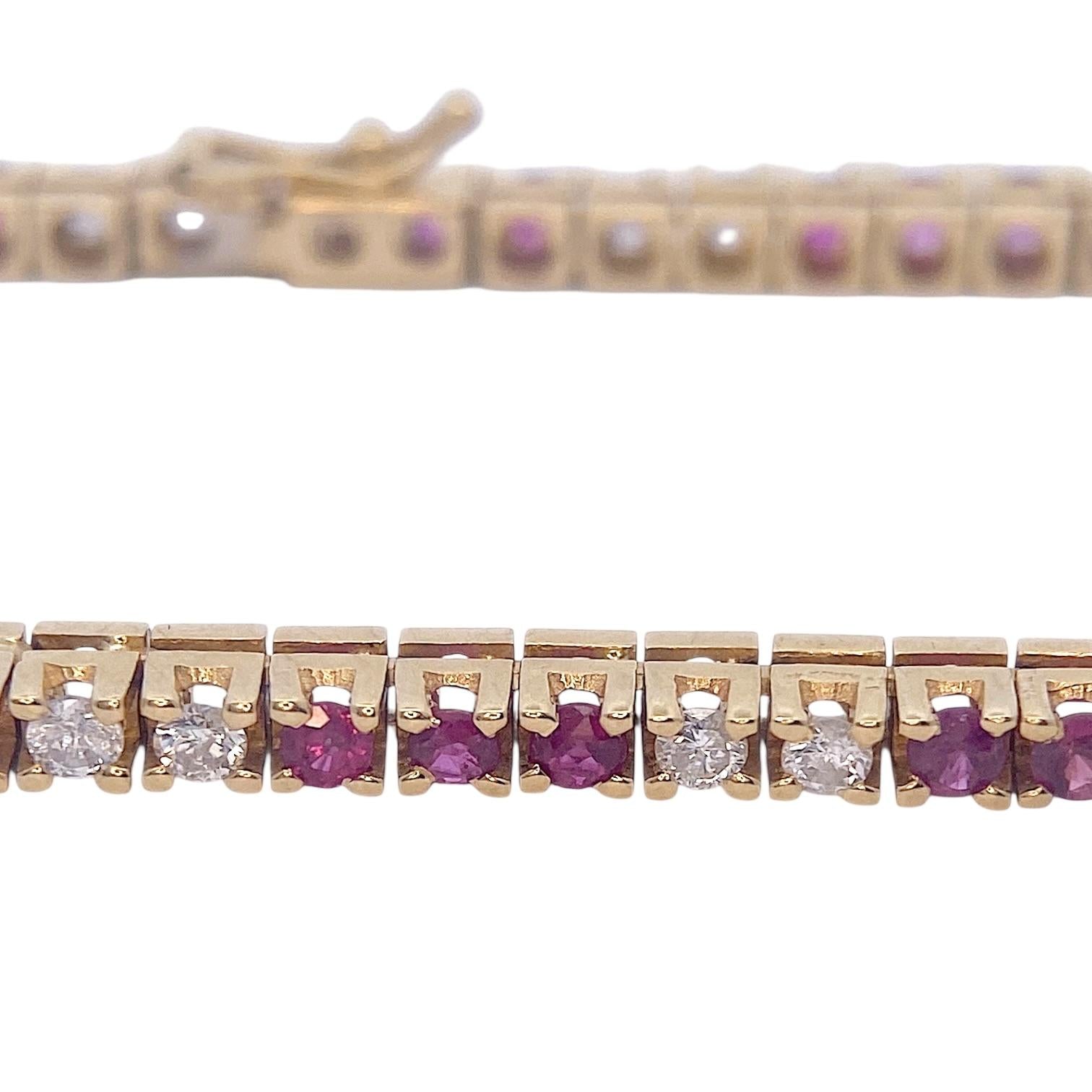 14K Yellow Gold Ruby & Diamond Tennis Bracelet