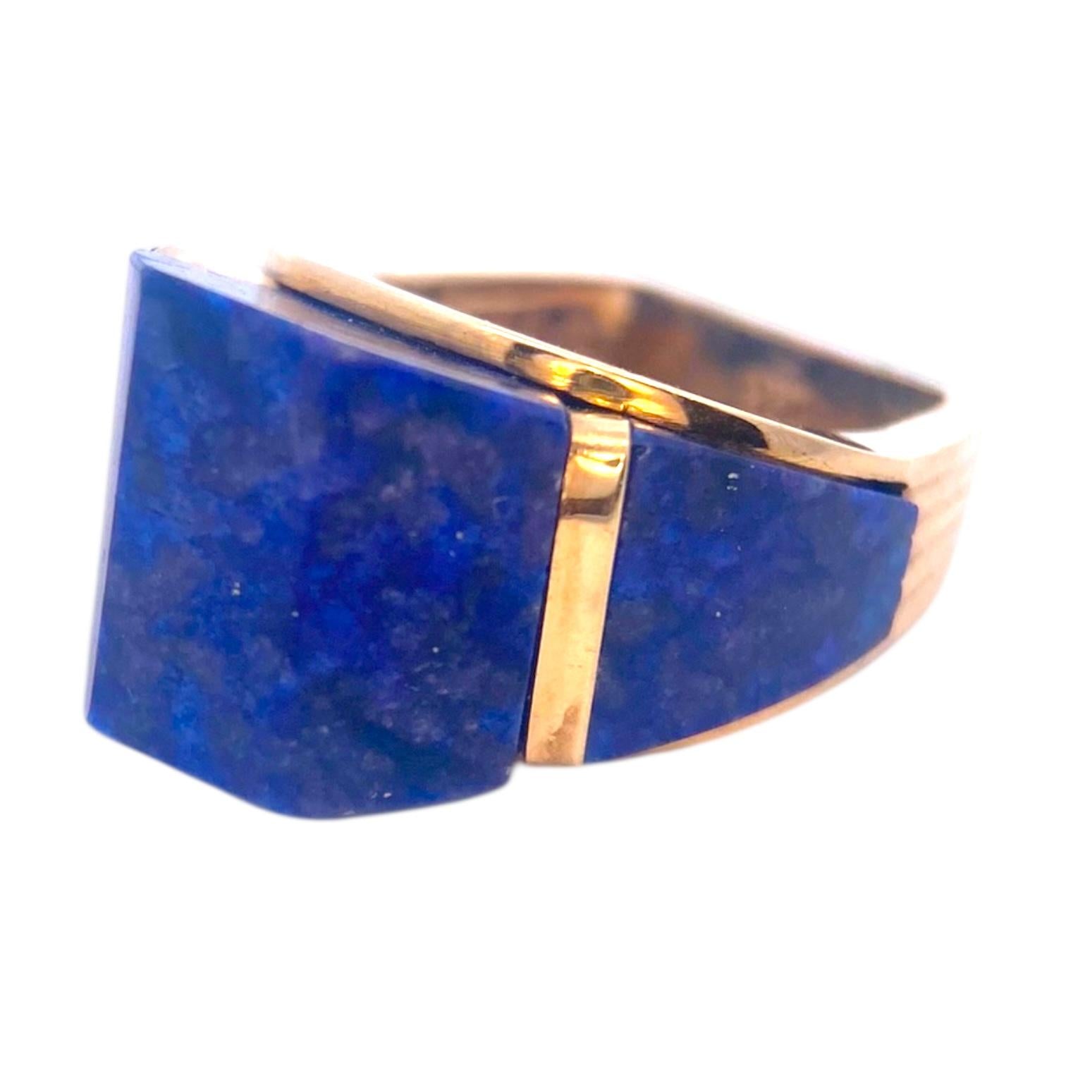Mid-Century Design 14K Lapis Lazuli Ring