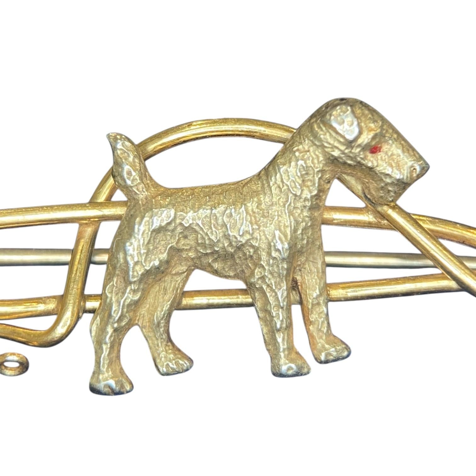 Vintage 14K Terrier with Leash Dog Pin