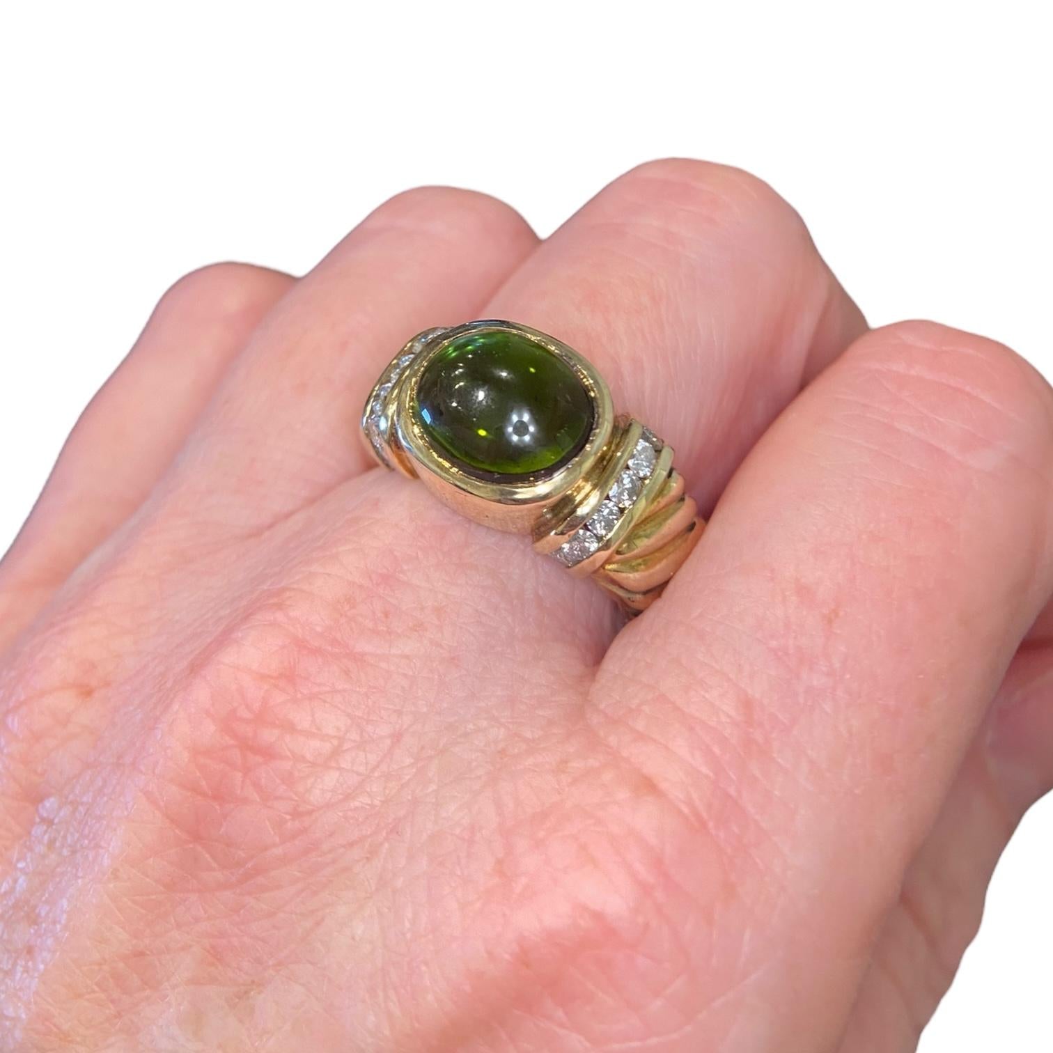 Vintage 14K Green Tourmaline Diamond Earrings