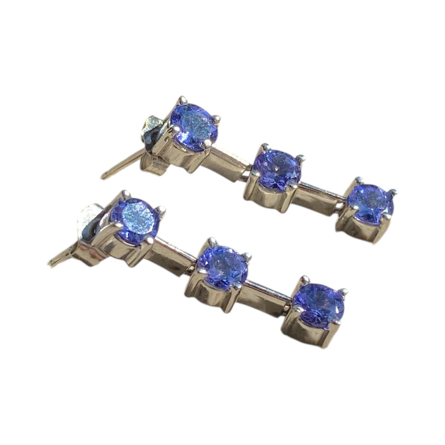 14K White Gold Tanzanite Drop Earrings