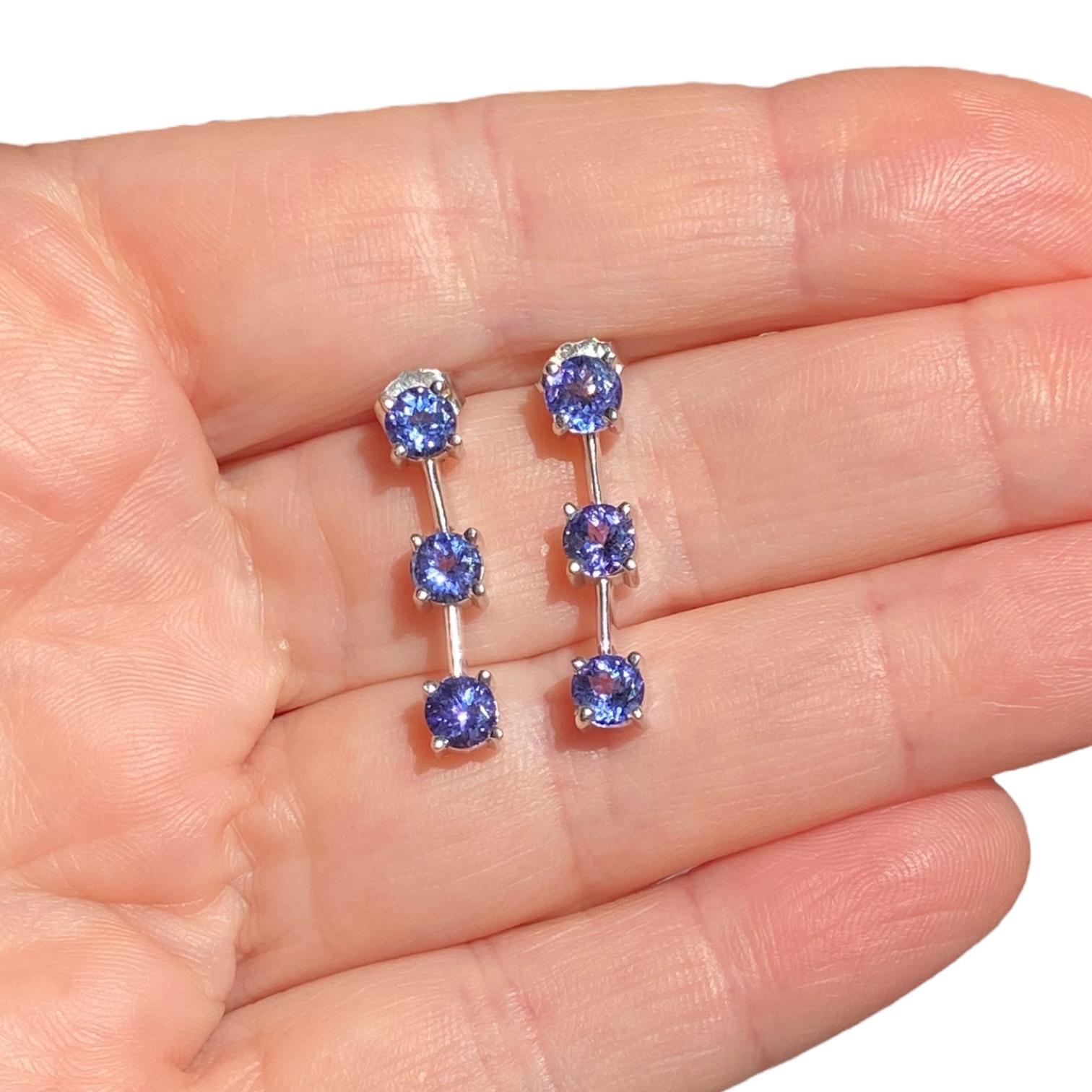 14K White Gold Tanzanite Drop Earrings