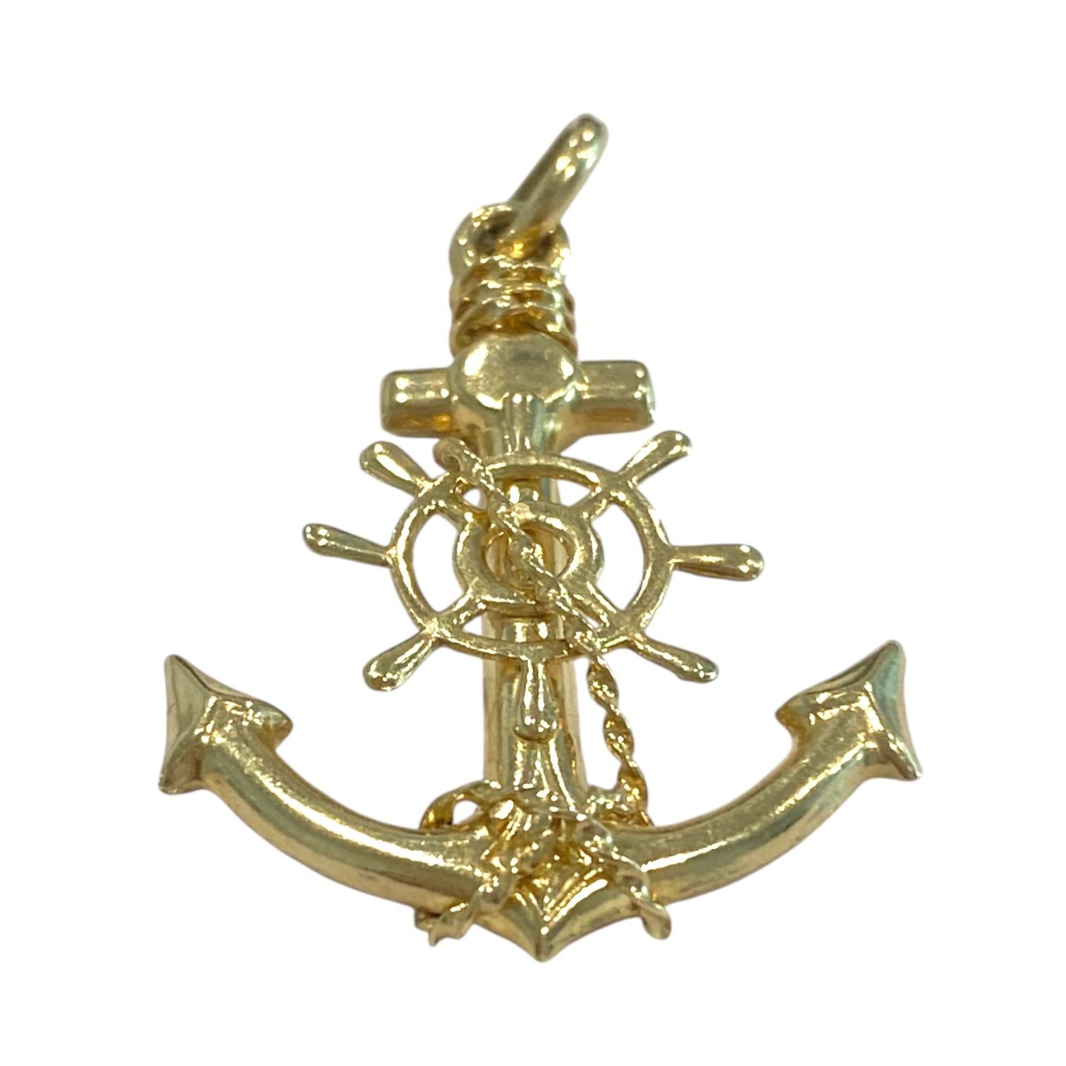 14K Yellow Gold Anchor Pendant