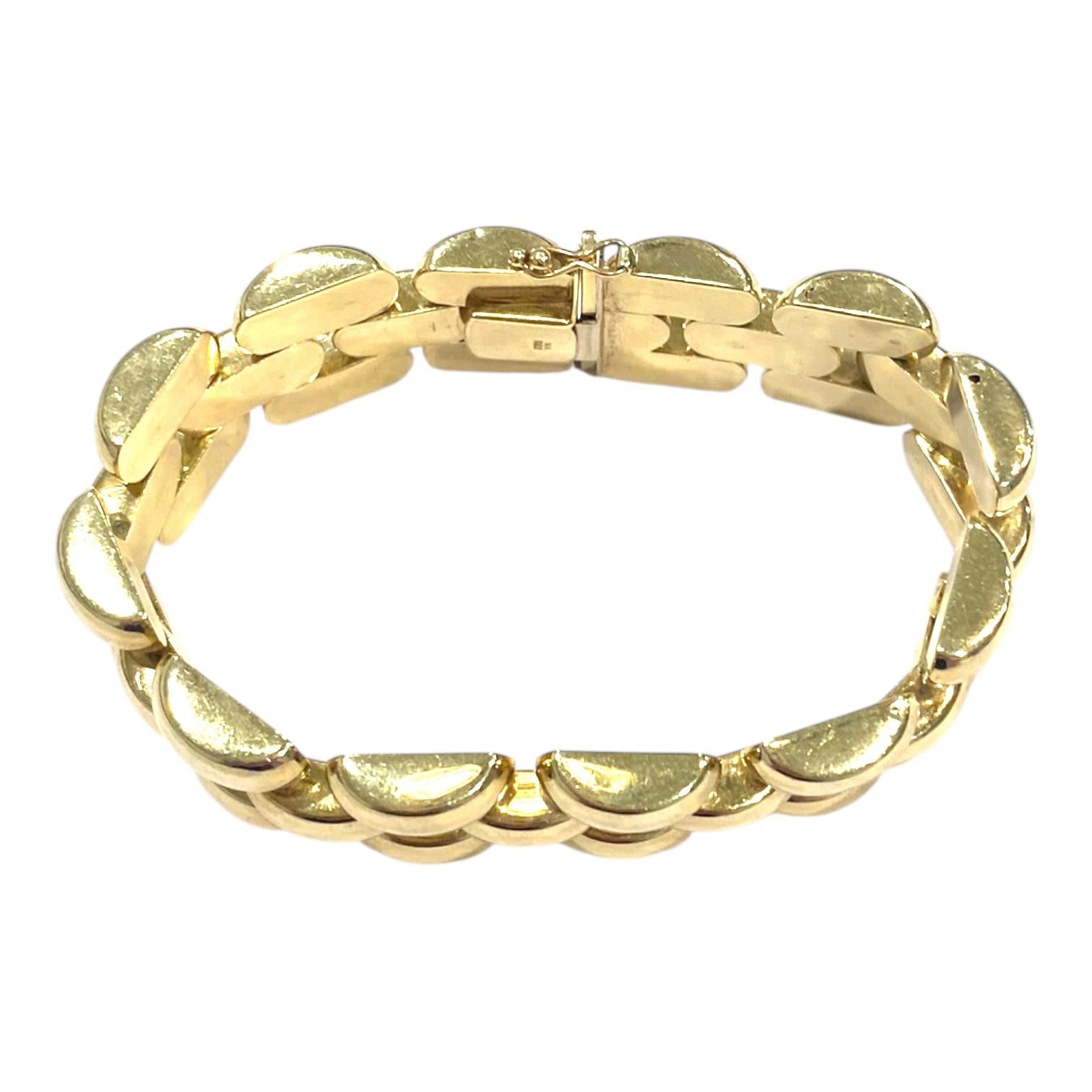 Vintage 14K Yellow Gold Wide Links Bracelet