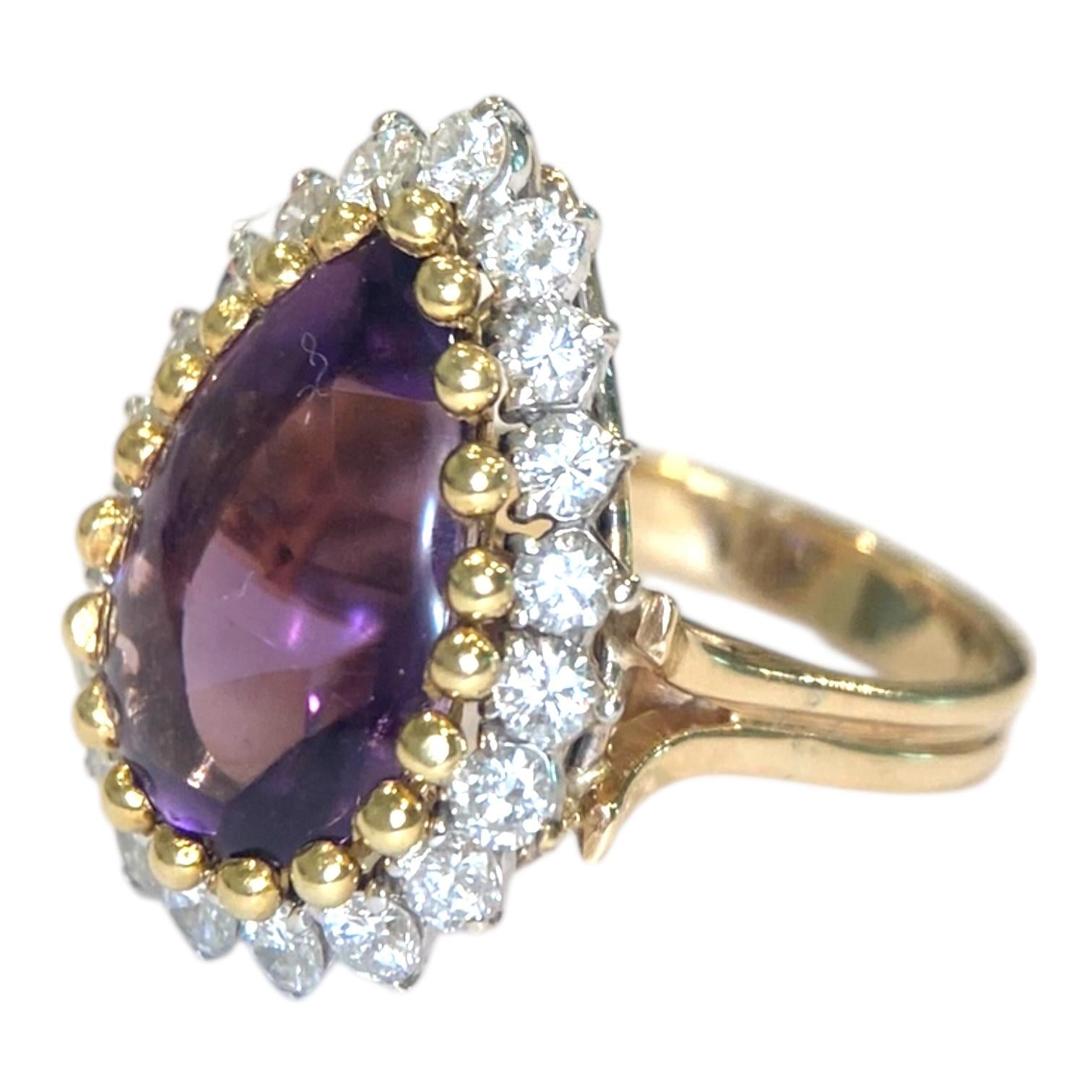Vintage 14K Gold Amethyst & Diamond Ring