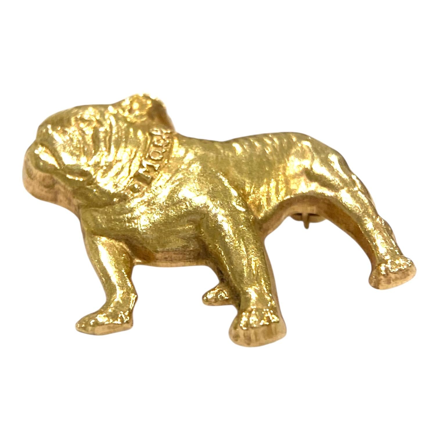 Vintage 14K Yellow Gold Bulldog Brooch