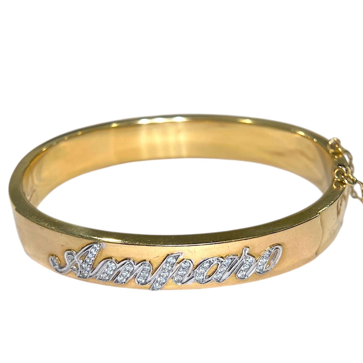 Vintage 18K Yellow "Amparo" Diamond Bangle Bracelet