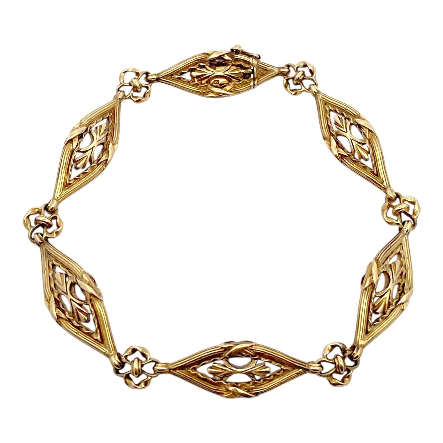 Antique French Art Noouveau 18K Yellow Gold Bracelet