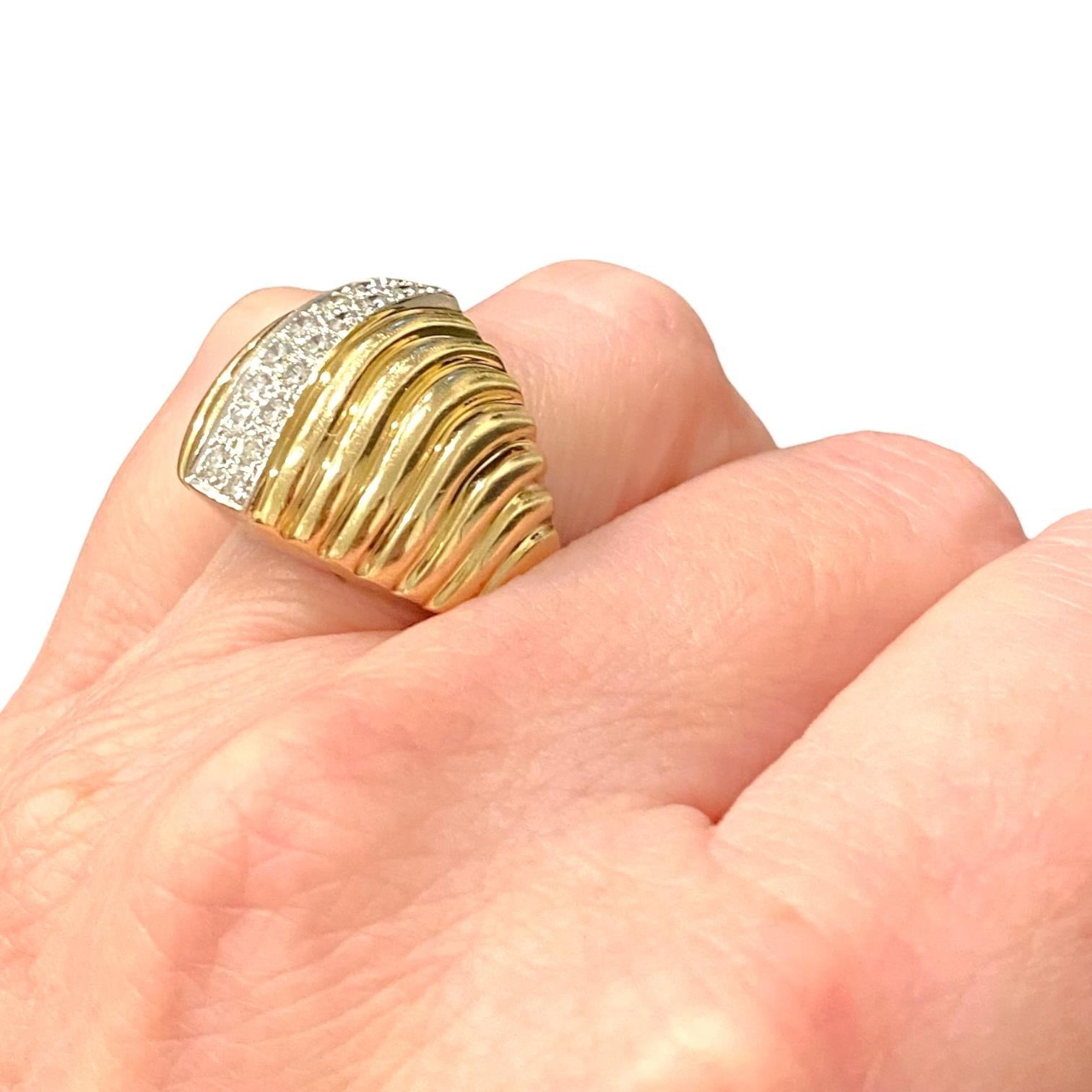 Vintage DANKNER 14K Fluted Diamond Ring