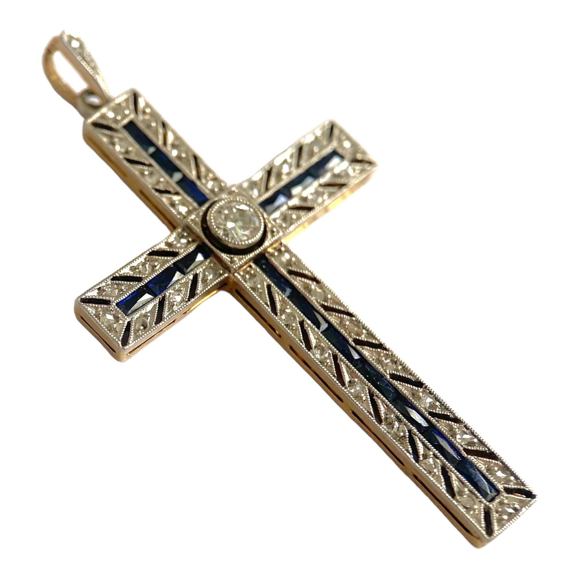 Antique 18K Diamond Cross Pendant