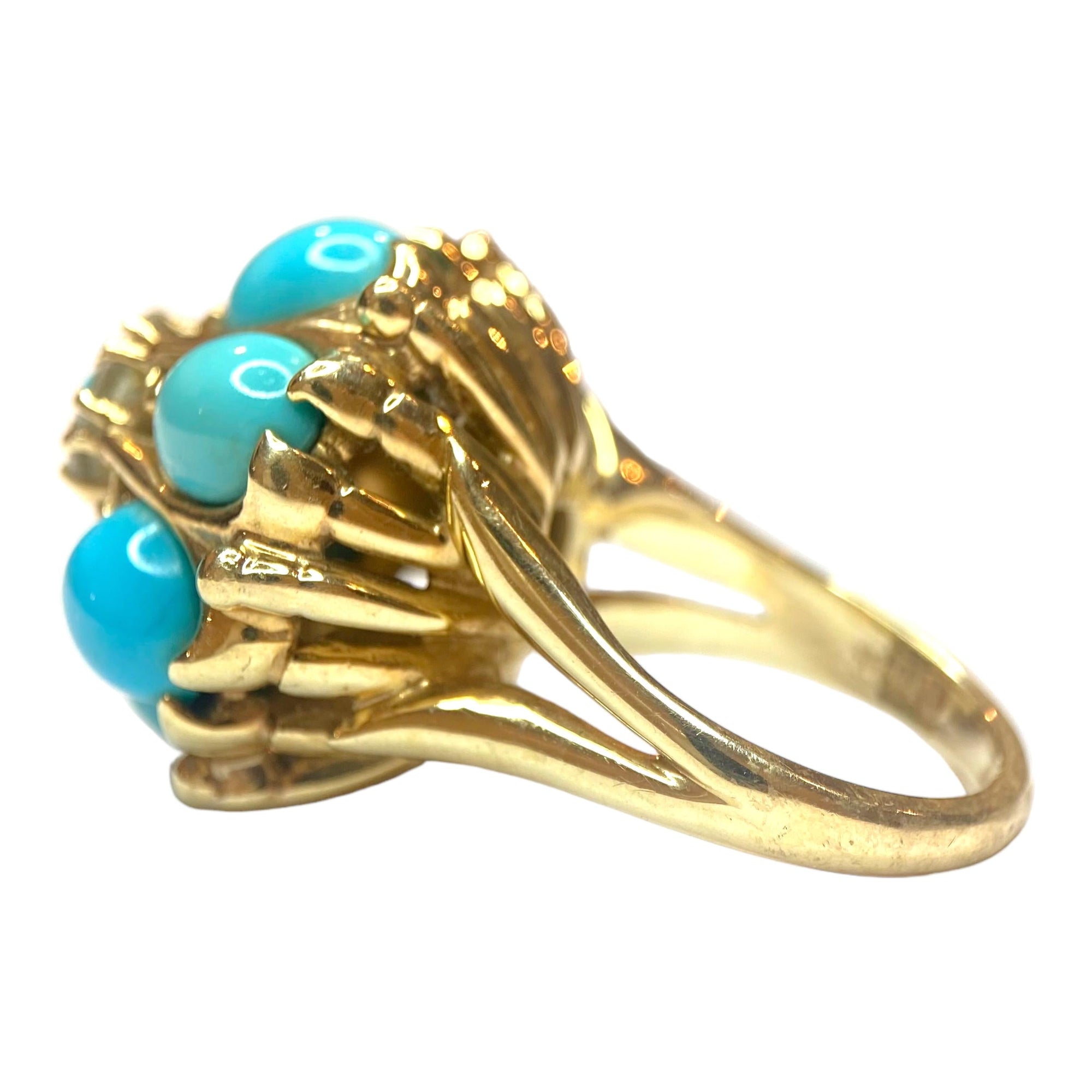 Vintage 14K Turquoise & Diamond Ring