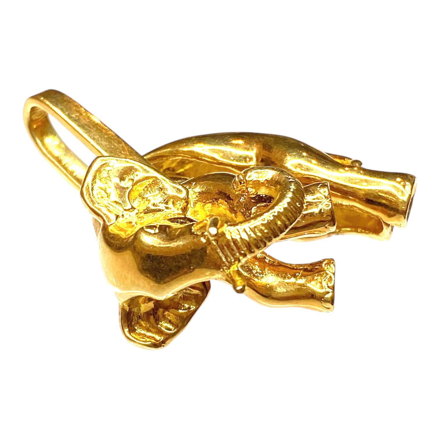 Large 18K Gold Elephant Pendant